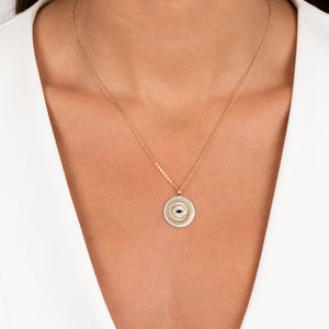  Pavé Sapphire Blue Evil Eye Disc Necklace - Adina Eden's Jewels