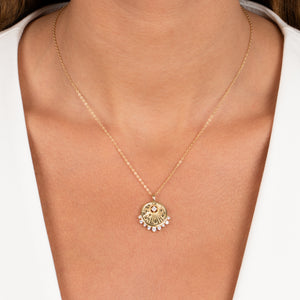  CZ Teardrop Disc Necklace - Adina Eden's Jewels