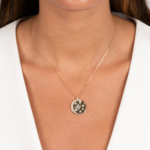  Pave Star & Moon Disc Necklace - Adina Eden's Jewels
