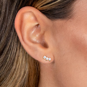  Triple CZ Curved Spike Stud Earring - Adina Eden's Jewels