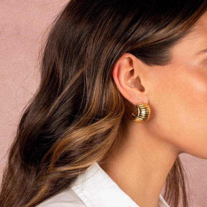  Solid Ridged On The Ear Stud Earring - Adina Eden's Jewels