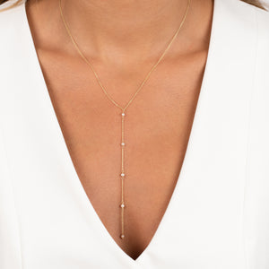  Mini Pearl Station Lariat Necklace - Adina Eden's Jewels