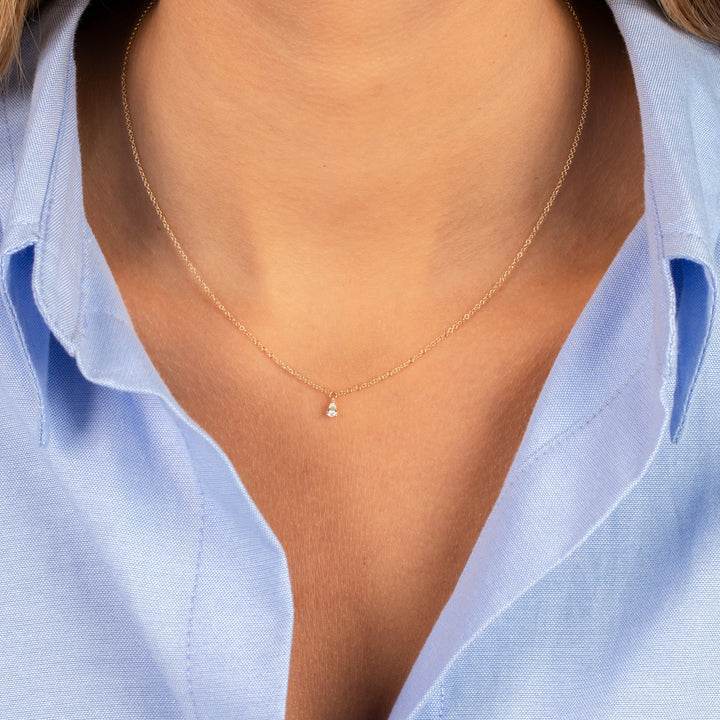  Diamond Pear Dangling Necklace 14K - Adina Eden's Jewels