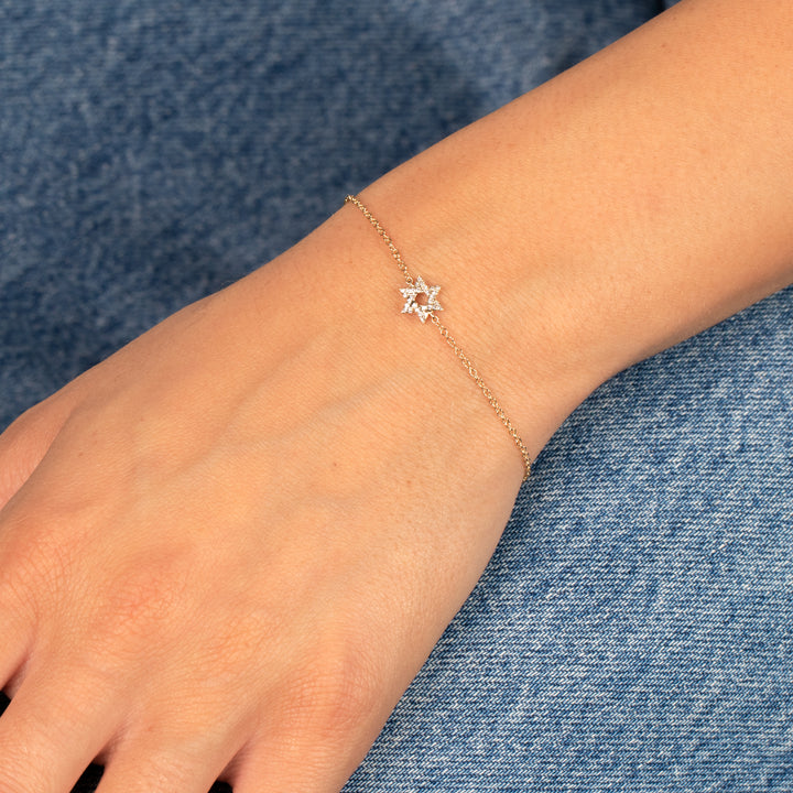 Diamond Pave Star Of David Bracelet 14K Adina Eden Jewels