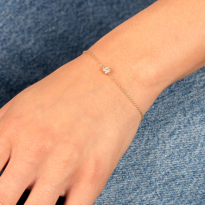  Diamond 4 Leaf Clover Flower Bracelet 14K - Adina Eden's Jewels
