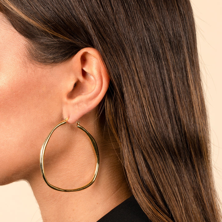  Thin Solid Wavy Open Hoop Earring - Adina Eden's Jewels