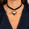  Medium Puffy Heart Necklace Black Velvet Choker - Adina Eden's Jewels