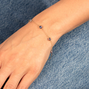  Multi Enamel Evil Eye Bracelet 14k - Adina Eden's Jewels
