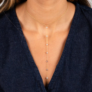  CZ Bezel Dangling Lariat - Adina Eden's Jewels