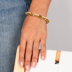  Solid/Pavé Chunky Paperclip Link Bracelet - Adina Eden's Jewels