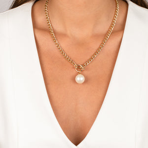  Pearl Toggle Cuban Chain Necklace - Adina Eden's Jewels