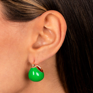  Colored Enamel Wide Button Huggie Earring - Adina Eden's Jewels