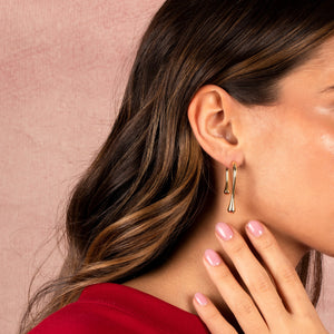  Solid Drooped Front Back Stud Earring - Adina Eden's Jewels