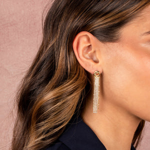 Knot Ball X Tennis Chain Drop Stud Earring - Adina Eden's Jewels
