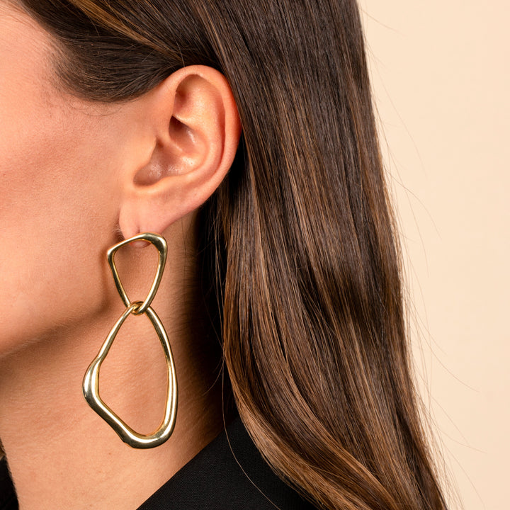  Wavy Double Open Drop Stud Earring - Adina Eden's Jewels