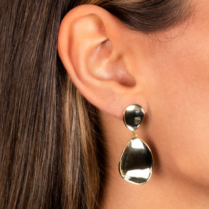  Solid Fluid Gold Drop Stud Earring - Adina Eden's Jewels