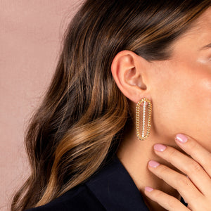  Cuban Rimmed X Tennis Drop Stud Earring - Adina Eden's Jewels