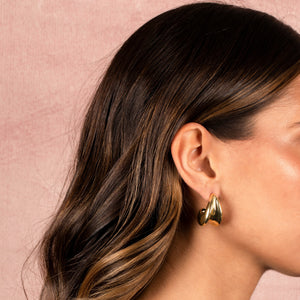  Solid Wide Curved Chunky Stud Earring - Adina Eden's Jewels