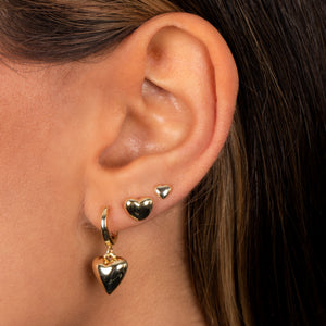  Solid Puffy Heart Huggie Earring - Adina Eden's Jewels