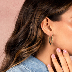  Dangling Chain Triangle Shape Huggie Earring - Adina Eden's Jewels