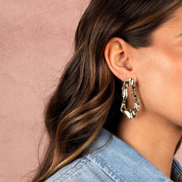  Solid Flattened Unique Shape Open Stud Earring - Adina Eden's Jewels