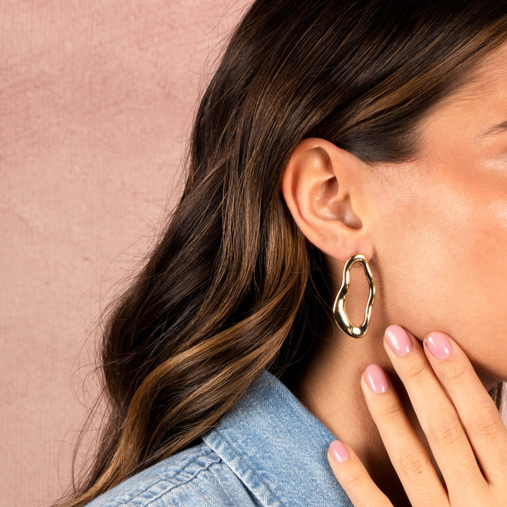  Solid Unique Shape Open Stud Earring - Adina Eden's Jewels