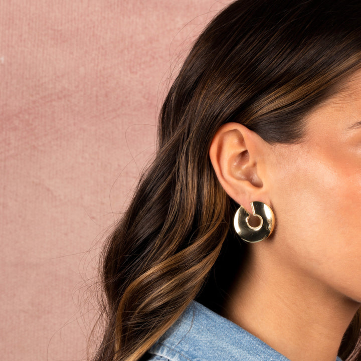  Pave Flattened Open Loop Stud Earring - Adina Eden's Jewels