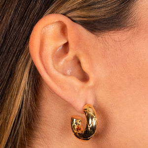  Solid Lined Hoop Earring - Adina Eden's Jewels
