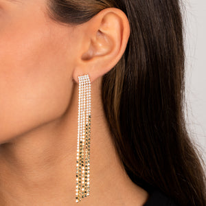  CZ Five Row Tennis & Beaded Drop Stud Earring - Adina Eden's Jewels