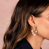  Brushed Leaf Branch X Dangling Pearl Stud Earring - Adina Eden's Jewels