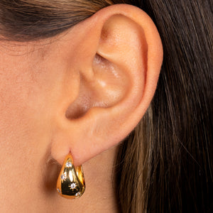  Scattered CZ Starburst Graduated Huggie Earring - Adina Eden's Jewels