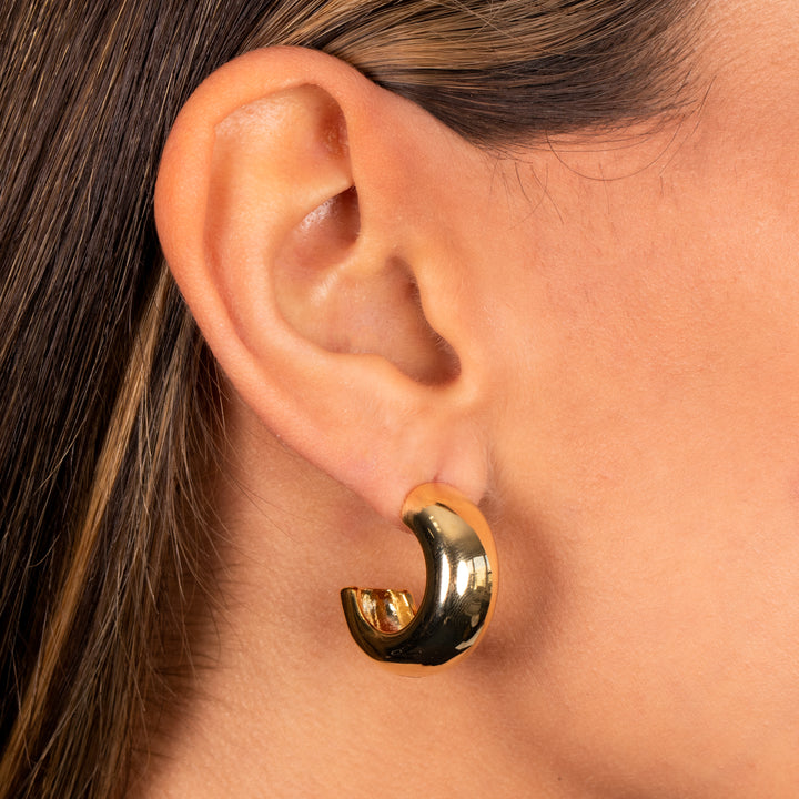  Solid Hollow Rounded Hoop Earring - Adina Eden's Jewels