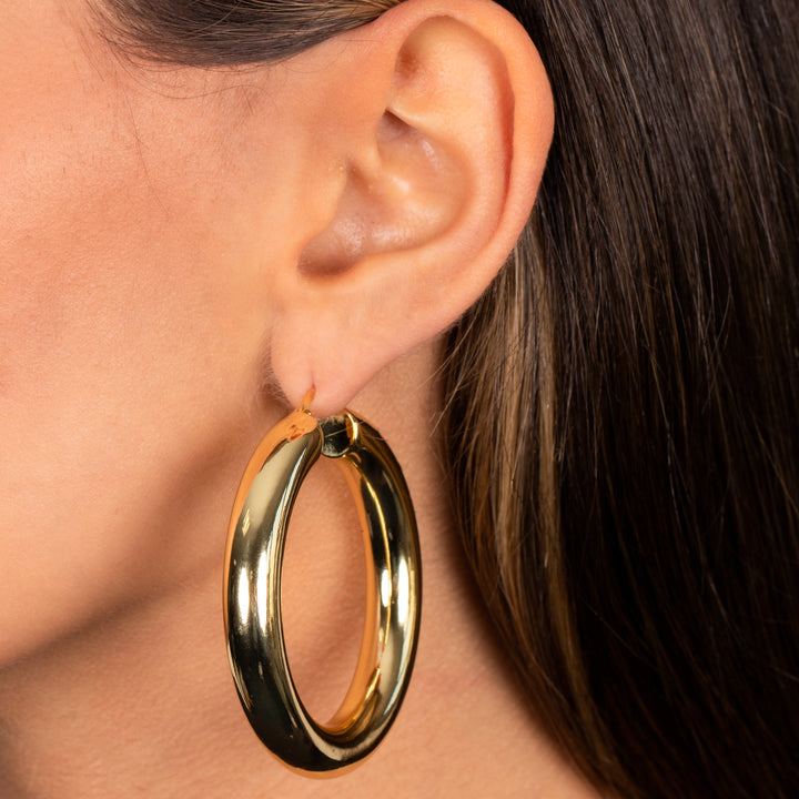  Large Solid Rounded Hollow Hoop Earring - Adina Eden's Jewels