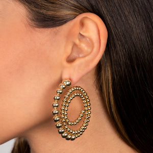  Gold Filled Solid Multi Beaded Ball Looped Stud Earring - Adina Eden's Jewels