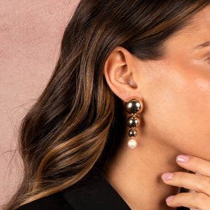  Graduated Multi Ball X Pearl Drop Stud Earring - Adina Eden's Jewels