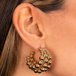  Graduated Beaded Balls Open Hoop Earring - Adina Eden's Jewels