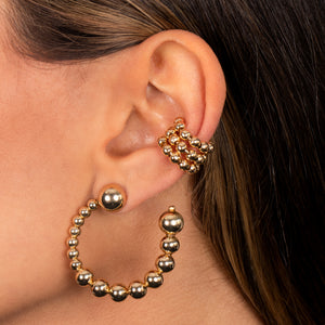  Gold Filled Solid Beaded Ball Loop Stud Earring - Adina Eden's Jewels