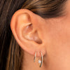  Diamond Pave Elongated Open Pearl Hoop Earring 14K - Adina Eden's Jewels