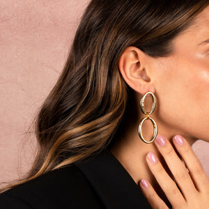  Double Open Oval Drop Stud Earring - Adina Eden's Jewels