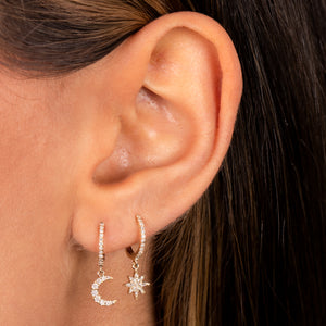  Diamond Pave Celestial Huggie Earring 14K - Adina Eden's Jewels
