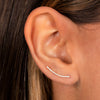 Diamond Pave Curved Bar Ear Climber Earring 14K - Adina Eden's Jewels