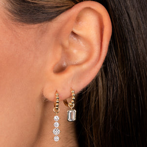 CZ Graduated Drop Beaded Huggie Earring - Adina Eden's Jewels