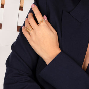  Beaded Ball X Ring - Adina Eden's Jewels