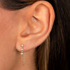  Triple Diamond Bezel Front Back Chain Stud Earring 14K - Adina Eden's Jewels