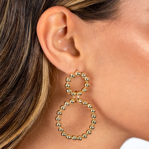  Beaded Double Circle Drop Stud Earring - Adina Eden's Jewels