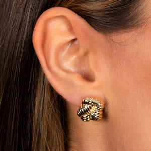  Multi Ridged Fluid Gold Stud Earring - Adina Eden's Jewels