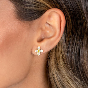  CZ Pave Fancy Flower Stud Earring - Adina Eden's Jewels