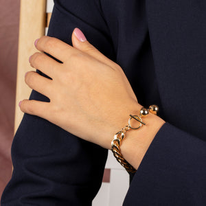  Cuban Chain X Ball Toggle Bracelet - Adina Eden's Jewels