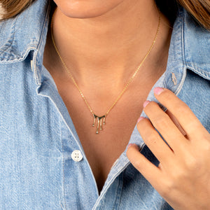  Solid Gold Drip Pendant Necklace - Adina Eden's Jewels
