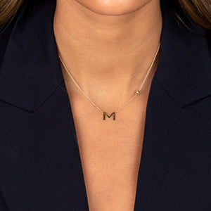  Diamond Bezel X Solid Initial Necklace 14K - Adina Eden's Jewels